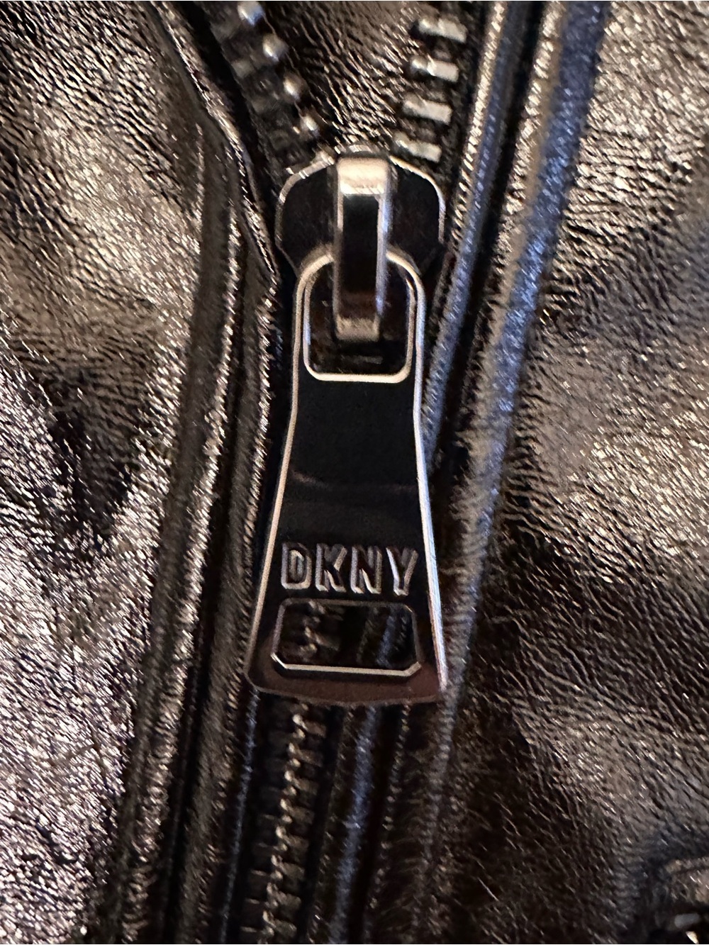 DKNY Black Faux Patent Leather Moto Jacket - Picture 4 of 10